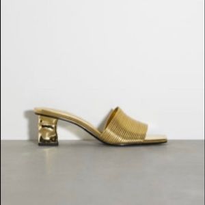 Zara Gold Square Toe sandals w/ sculptural Heel